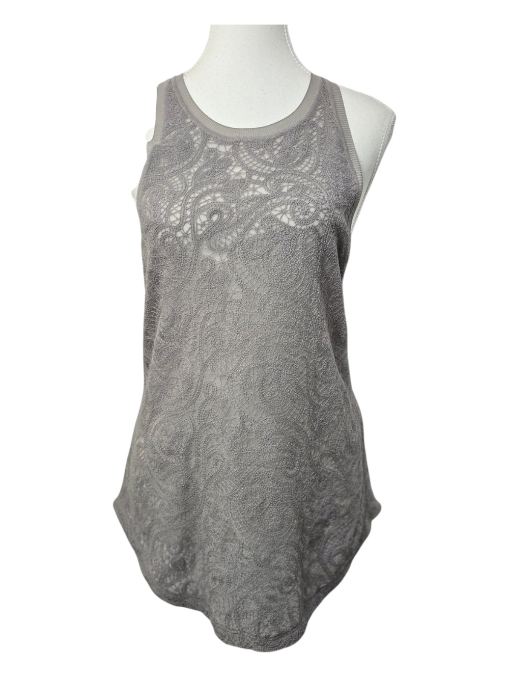 Wilfred Volant Tank Blouse Gray Semi Sheer Size M Aritzia Minimalist Chic Top